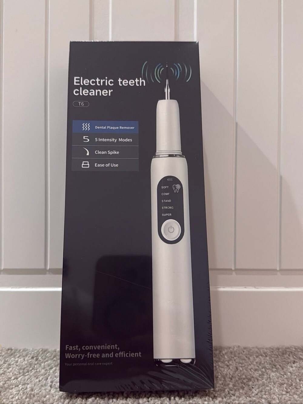 T6 Sonic Electric Teeth Cleaner Rechargeable White 5 Intensity Modes
